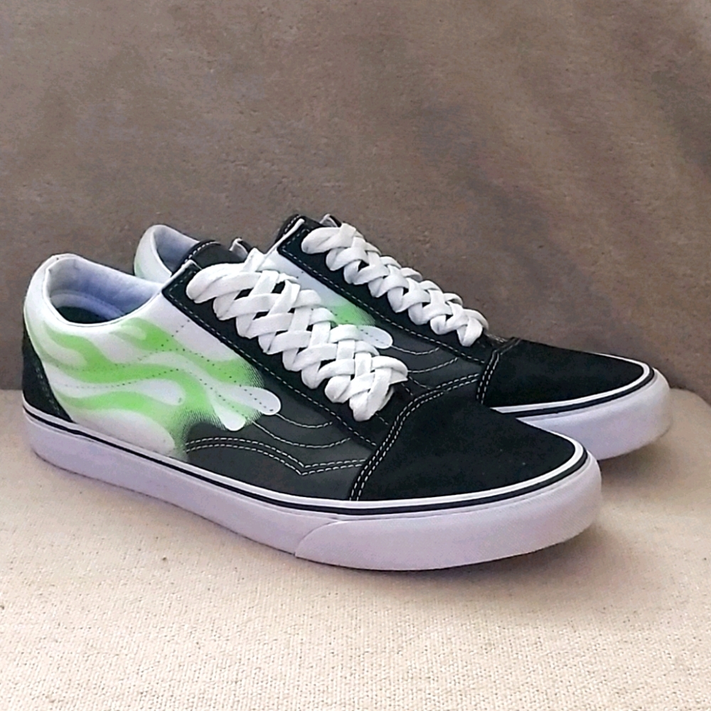 Vans Old Skool Neon Green Flame